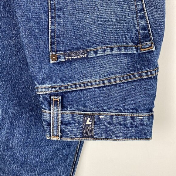 7 For All Mankind • High Waist Button Fly Distressed Blue Jean - Picture 4 of 9